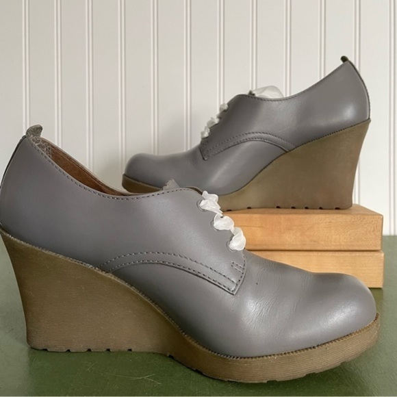 Dr. Martens MIMI Wedge Heels in Steel Gray Leather - Picture 3 of 11